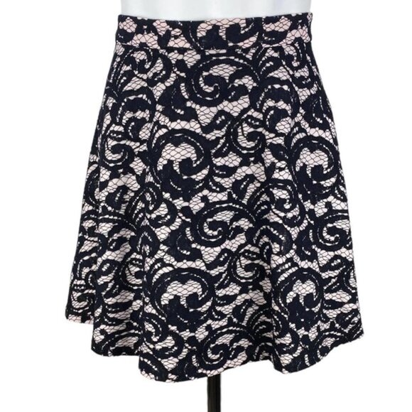 CLUB MONACO Lace A-Line  Mini Skirt Sz 4 Pink Black - Picture 1 of 4
